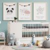 Interior kids room wallpaper/Mockup posters in child room interi Otroška posteljica Klups Kompakt: posteljica in previjalna miza bela