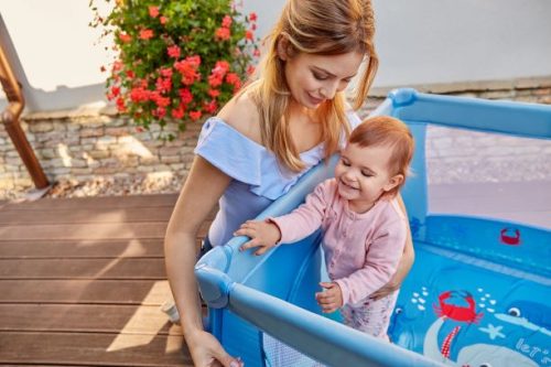 Otroška zložljiva stajica BabyDesign PLAY UP panda bež