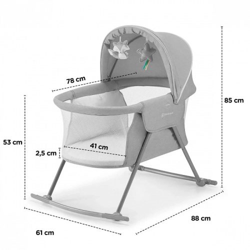 Zibelka za dojenčka Kinderkraft LOVI siva 3v1