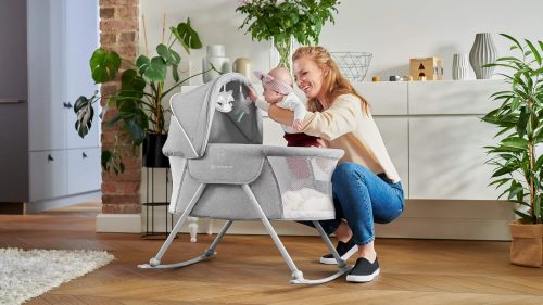 Zibelka za dojenčka Kinderkraft LOVI siva 3v1